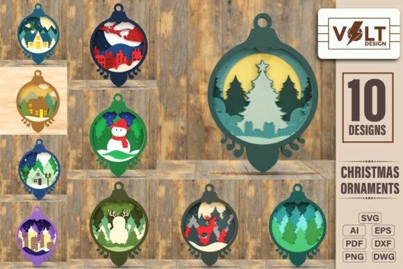 Download Christmas Ornament 3D SVG BUNDLE of 10 - 3d svg Collection